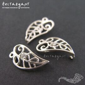 Коннектор White Leaf Sterling Silver 15х8 мм