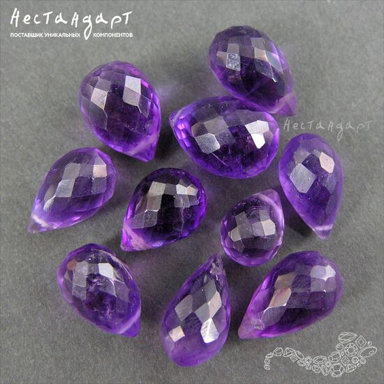 Аметист натуральный капля с огранкой 10-15 мм (уп. 5 шт.), изображение 4