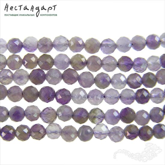 Аметист натуральный ювелирная огранка 4 мм (нить 10 см), изображение 4