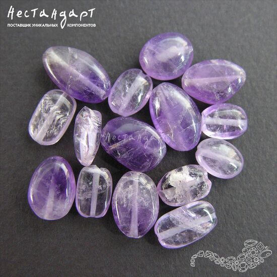 Аметист натуральный Nuggets Oval 11х8 мм (нить 16 см), изображение 2