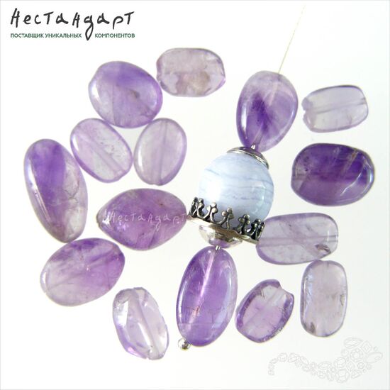 Аметист натуральный Nuggets Oval 11х8 мм (нить 16 см), изображение 3