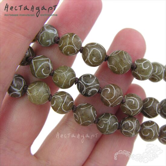 Халцедон натуральный с рисунком 8 мм (уп.10 шт.), изображение 2