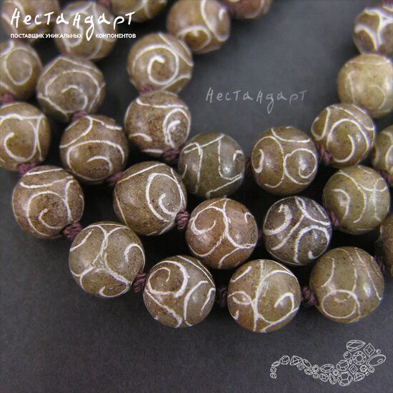 Халцедон натуральный с рисунком 8 мм (уп.10 шт.), изображение 3