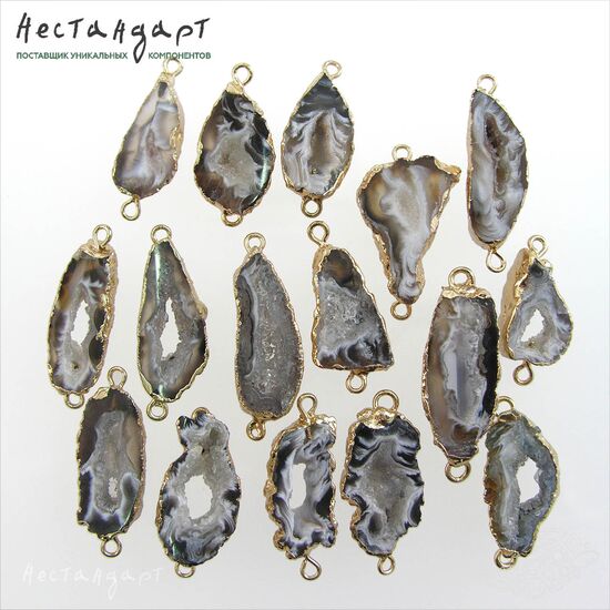 Агат натуральный спил жеоды Druzy Gold 28-48 мм, изображение 5