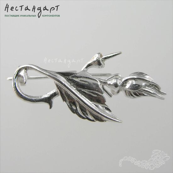 Основа-булавка для броши Жасмин 40х20 мм, изображение 2