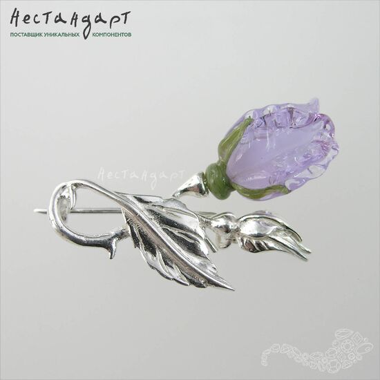 Основа-булавка для броши Жасмин 40х20 мм, изображение 3