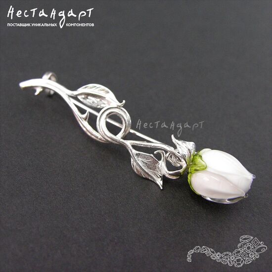 Основа-булавка для броши Эустома 55х15 мм, изображение 2