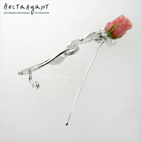 Основа-булавка для броши Эустома 55х15 мм, изображение 4