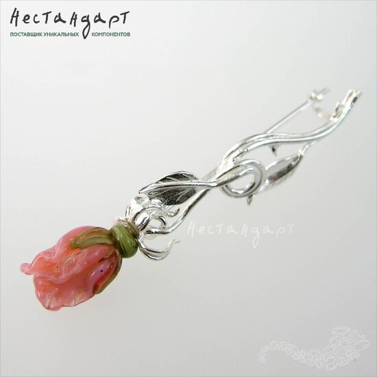 Основа-булавка для броши Эустома 55х15 мм, изображение 6