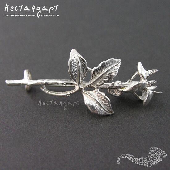 Основа-булавка для броши Шиповник 45х20 мм