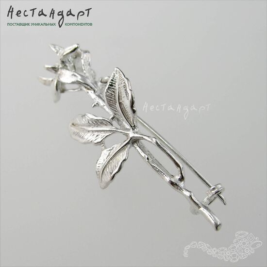 Основа-булавка для броши Шиповник 45х20 мм, изображение 7