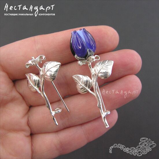 Основа-булавка для броши Роза 37х20 мм, изображение 2