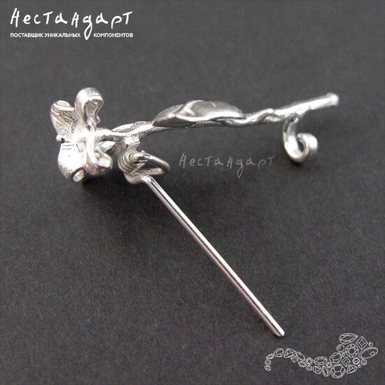 Основа-булавка для броши Роза 37х20 мм, изображение 4