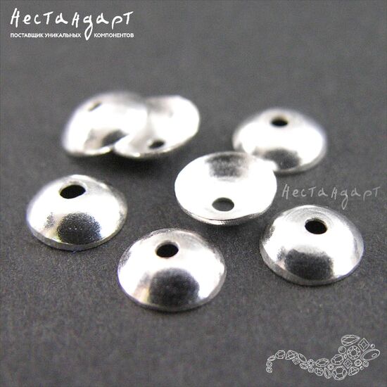 Чашечки для бусин Simple Bright Silver Plated 6х2 мм, изображение 3