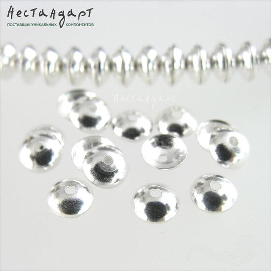 Чашечки для бусин Simple Bright Silver Plated 6х2 мм, изображение 4