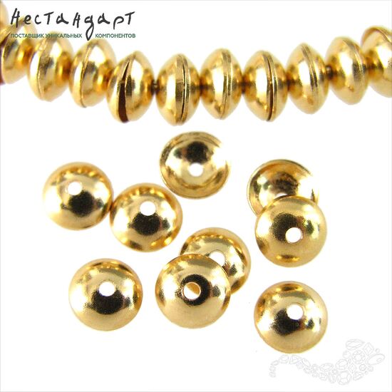 Чашечки для бусин Simple Gold Plated 6х2 мм, изображение 2