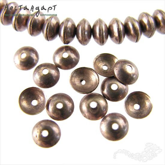 Чашечки для бусин Simple Patina Copper 6х2 мм (уп.10 шт)