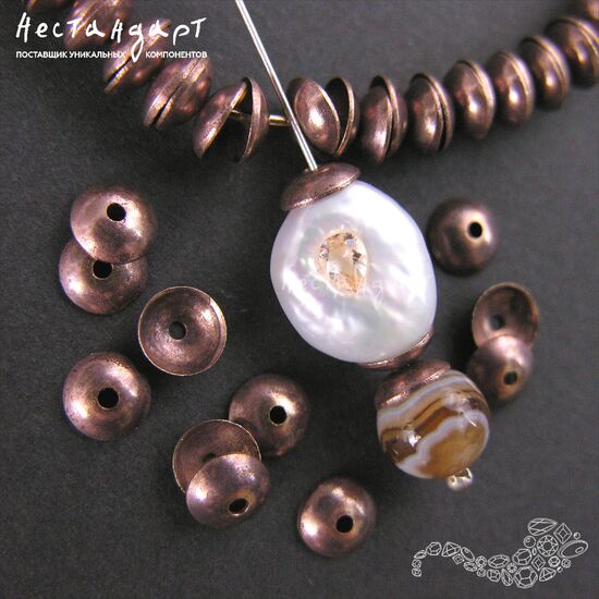 Чашечки для бусин Simple Patina Copper 6х2 мм (уп.10 шт), изображение 2