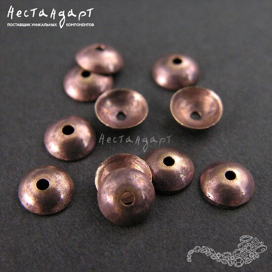Чашечки для бусин Simple Patina Copper 6х2 мм (уп.10 шт), изображение 3