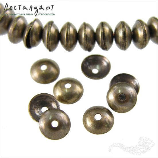 Чашечки для бусин Simple Patina Bronze 6х2 мм (уп.10 шт)