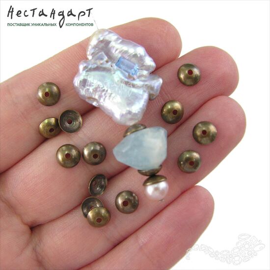 Чашечки для бусин Simple Patina Bronze 6х2 мм (уп.10 шт), изображение 2