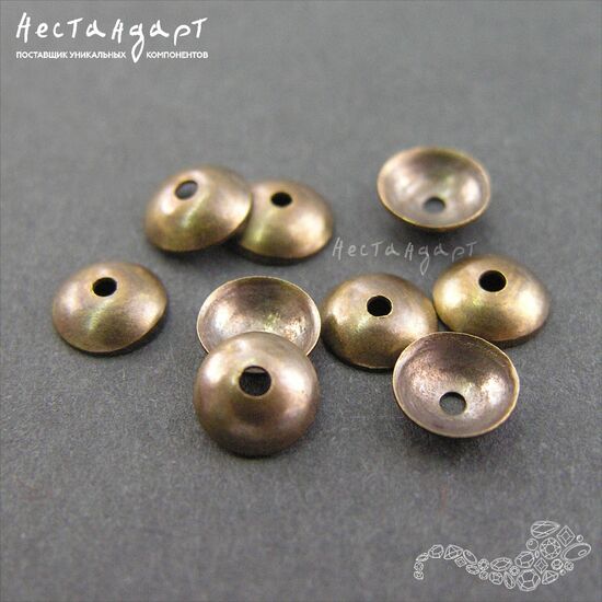 Чашечки для бусин Simple Patina Bronze 6х2 мм (уп.10 шт), изображение 3