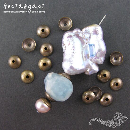 Чашечки для бусин Simple Patina Bronze 6х2 мм (уп.10 шт), изображение 4