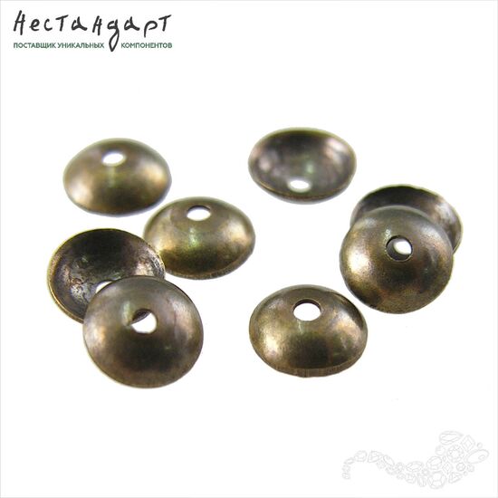 Чашечки для бусин Simple Patina Bronze 6х2 мм (уп.10 шт), изображение 5
