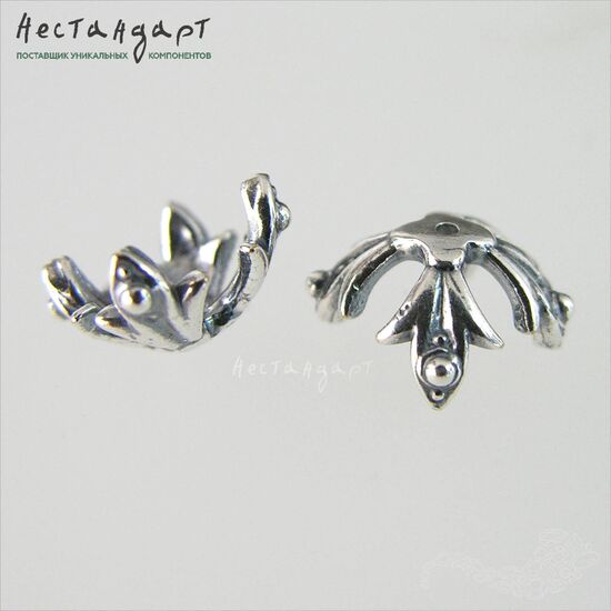 Чашечки для бусин Knightly Lily Silver Plated 12х12 мм, изображение 5