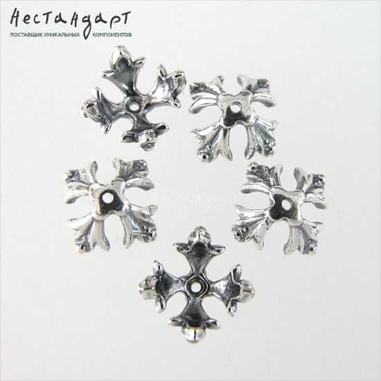 Чашечки для бусин Knightly Lily Silver Plated 12х12 мм, изображение 6
