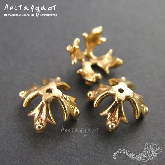 Чашечки для бусин Knightly Lily Gold Plated 12х12 мм