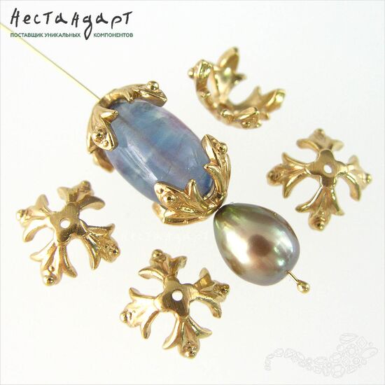 Чашечки для бусин Knightly Lily Gold Plated 12х12 мм, изображение 2
