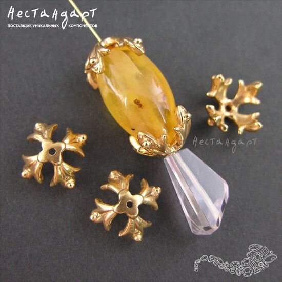 Чашечки для бусин Knightly Lily Gold Plated 12х12 мм, изображение 4
