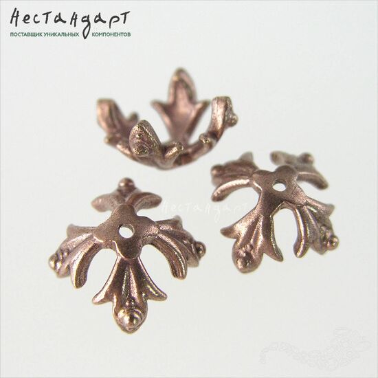Чашечки для бусин Knightly Lily Patina Copper 12х12 мм