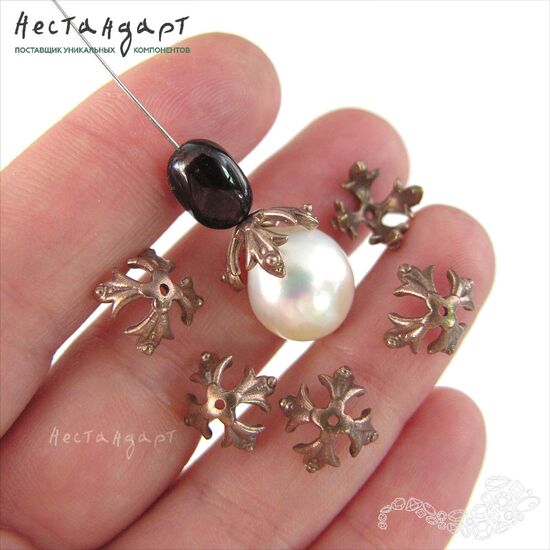 Чашечки для бусин Knightly Lily Patina Copper 12х12 мм, изображение 2