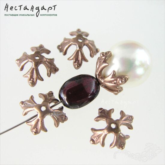 Чашечки для бусин Knightly Lily Patina Copper 12х12 мм, изображение 4