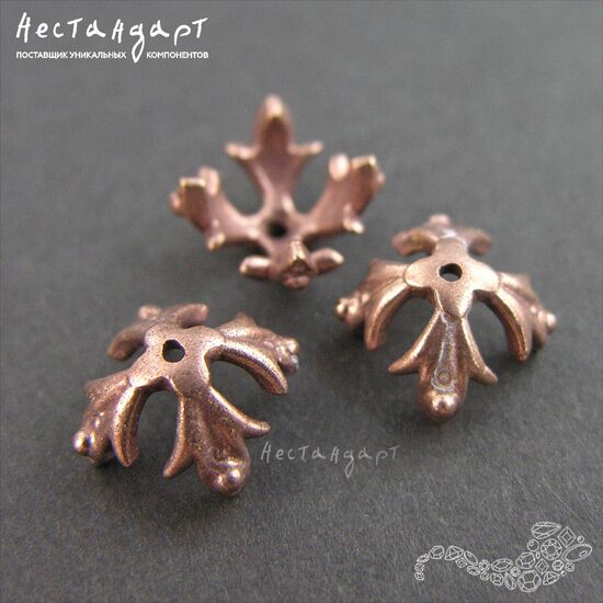 Чашечки для бусин Knightly Lily Patina Copper 12х12 мм, изображение 5