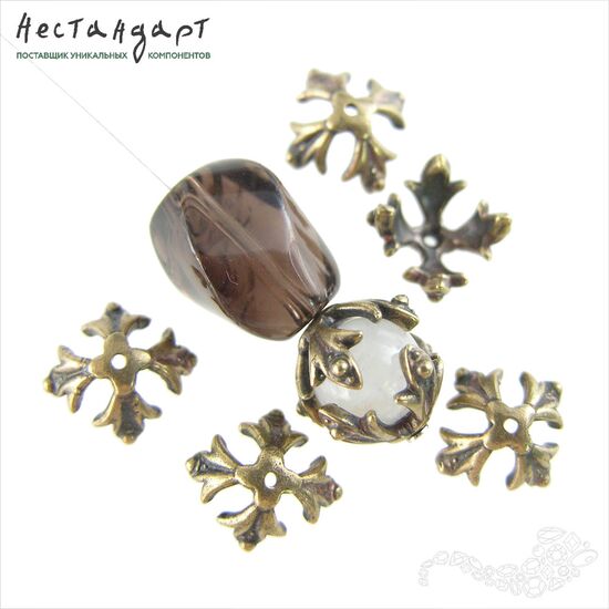 Чашечки для бусин Knightly Lily Patina Bronze 12х12 мм