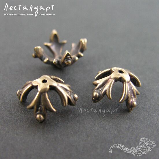 Чашечки для бусин Knightly Lily Patina Bronze 12х12 мм, изображение 2