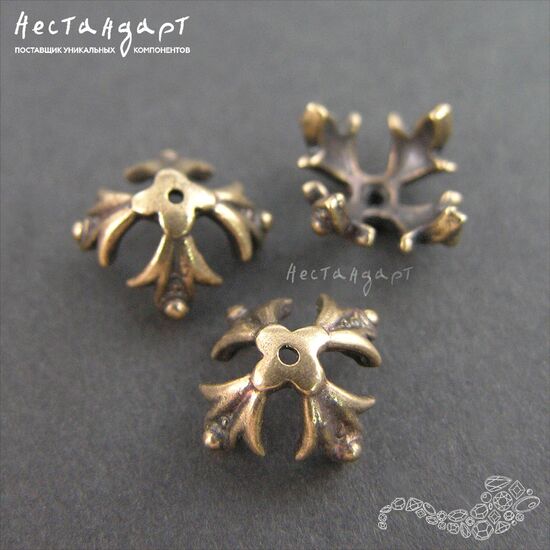 Чашечки для бусин Knightly Lily Patina Bronze 12х12 мм, изображение 5