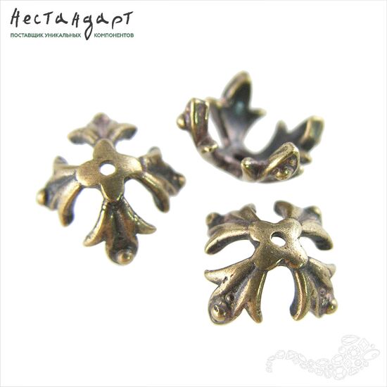 Чашечки для бусин Knightly Lily Patina Bronze 12х12 мм, изображение 6