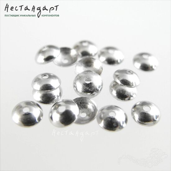 Чашечки для бусин Simple Rhodium Plated 6х2 мм, изображение 2