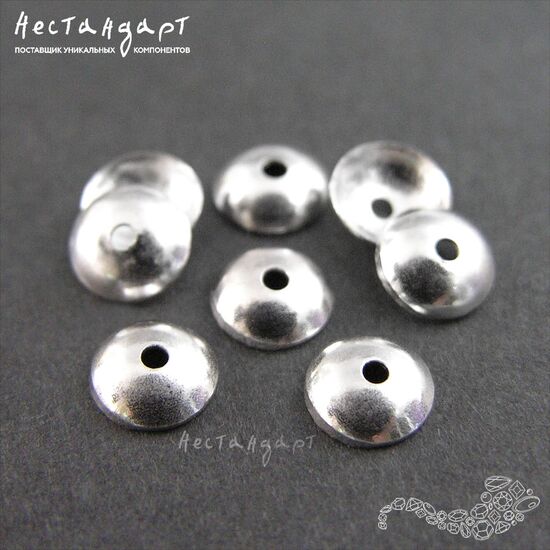 Чашечки для бусин Simple Rhodium Plated 6х2 мм, изображение 3