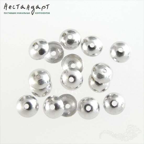 Чашечки для бусин Simple Rhodium Plated 6х2 мм, изображение 4