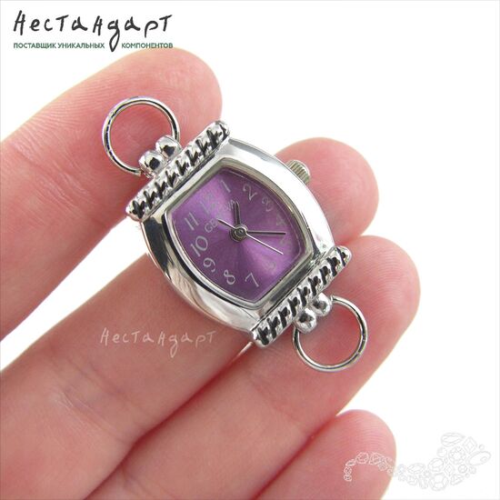 Основа для изготовления часов Geneva CL-14 Purple Satin Silver 28x19 мм, изображение 2