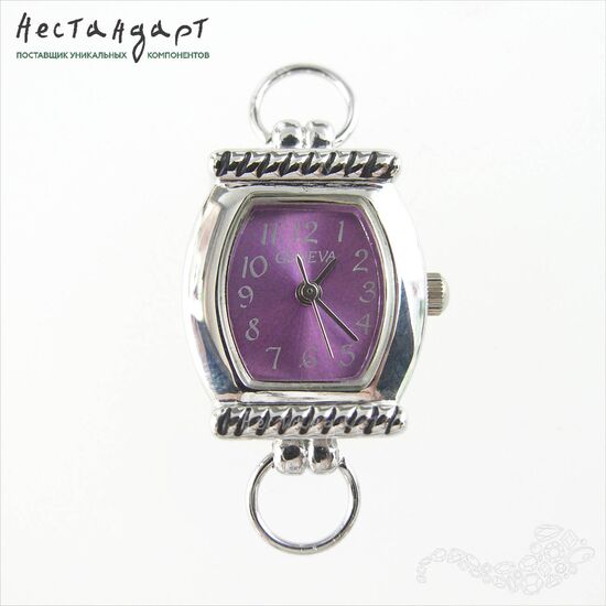 Основа для изготовления часов Geneva CL-14 Purple Satin Silver 28x19 мм, изображение 4