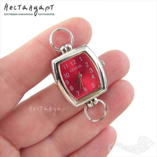 Основа для изготовления часов Geneva CL-15 Red Satin Silver 29x21 мм, изображение 2
