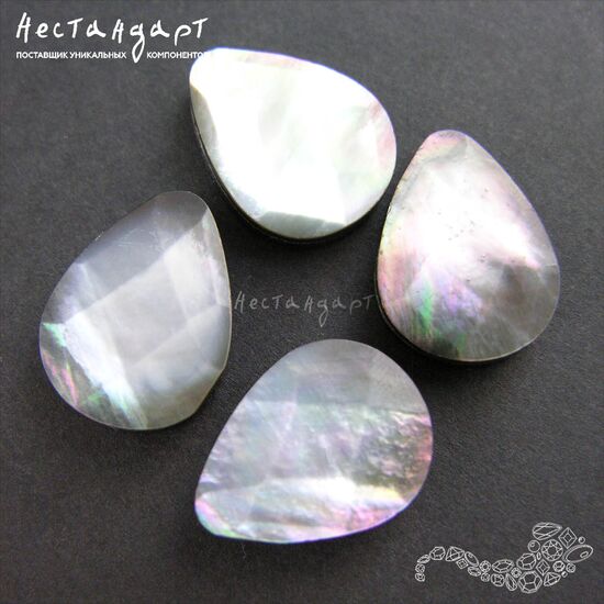 Перламутр натуральный с огранкой Briolette Drop 15х20 мм, изображение 3