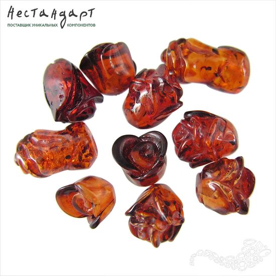 Янтарь плавленный Резной Цветок 9-14 мм (уп.6 шт.), изображение 4
