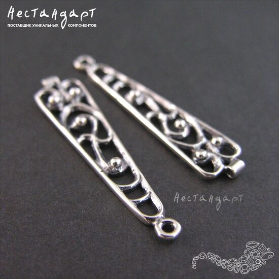 Коннектор Stylish Silver Plated 37х19 мм, изображение 3